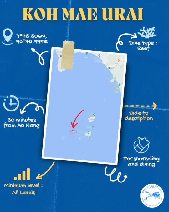 Map of Koh Mae Urai, Krabi dive site Map of Koh Mae Urai, Krabi dive site