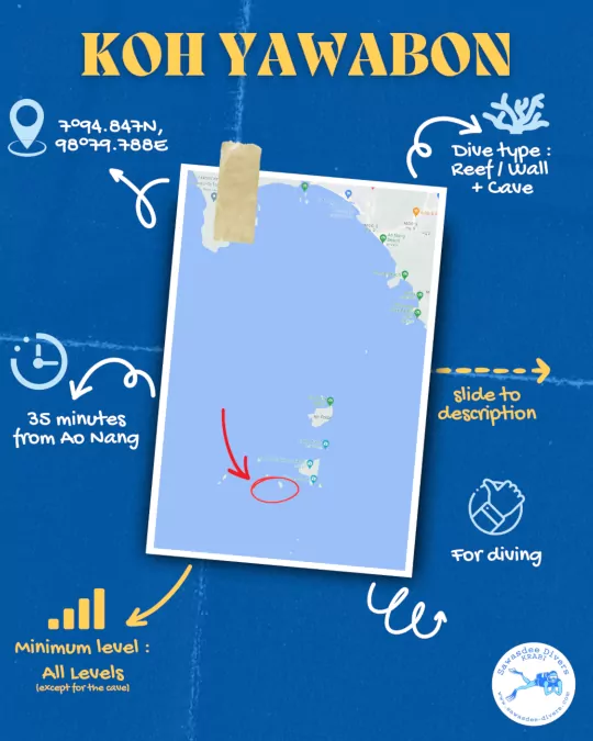 Map of Koh Yawabon, Krabi dive site Map of Koh Yawabon, Krabi dive site