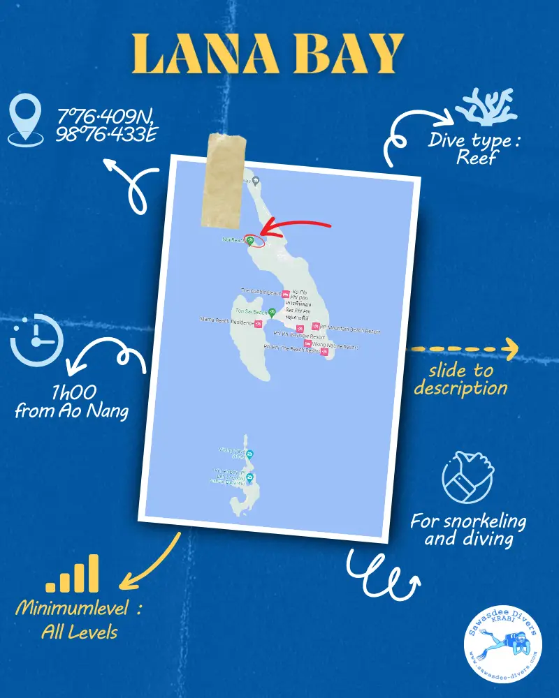 Map and details of Lana Bay Dive Site