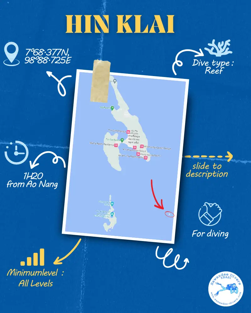 Map and details of Hin Klai Dive Site